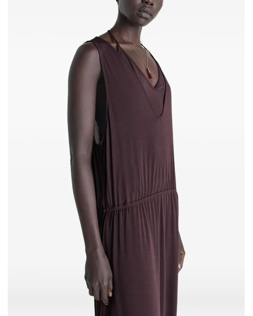 Lemaire Purple Draped V-Neck Midi Dress