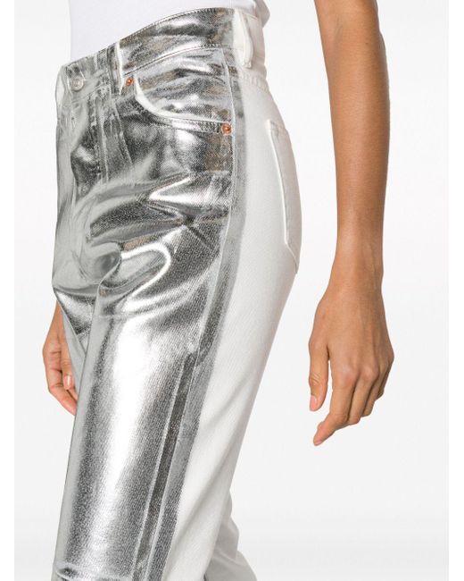 MM6 by Maison Martin Margiela Gray Foiled-effect Tapered-leg Jeans
