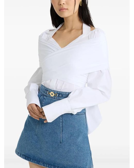 Patou White Draped Blouse Clothing