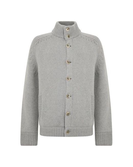 Herno Gray High-Neck Button-Up Cardigan for men