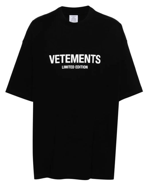 Vetements Black T-Shirt Mit Logo-Print