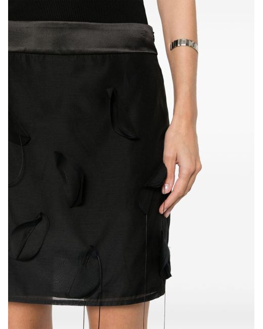 Peserico Black Appliqué-detail Organza Mini Skirt