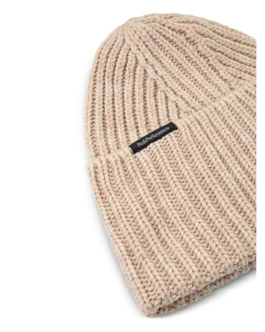 Peak Performance Natural Ribbed-Knit Beanie Hat