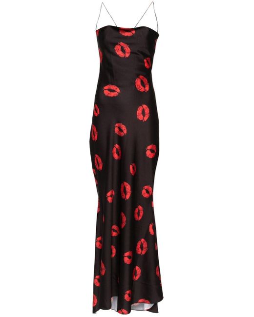 Parlor Red Kiss-print Sleeveless Dress