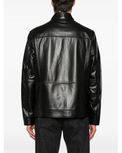 SERGIO MORETTI FIRENZE Black Leather Jacket for men