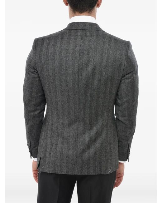 Corneliani Gray Herringbone-Pattern Wool Blazer for men