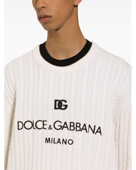 Dolce & Gabbana Pullover mit Zopfmuster in White für Herren