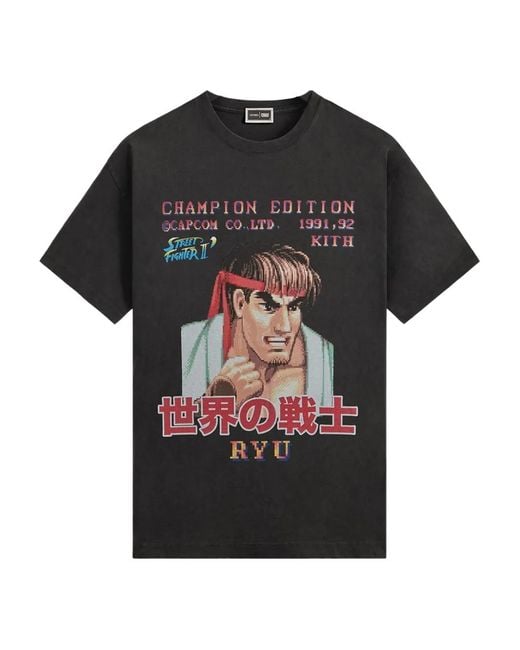 Kith Black X Capcom Ryu Printed T-Shirt for men