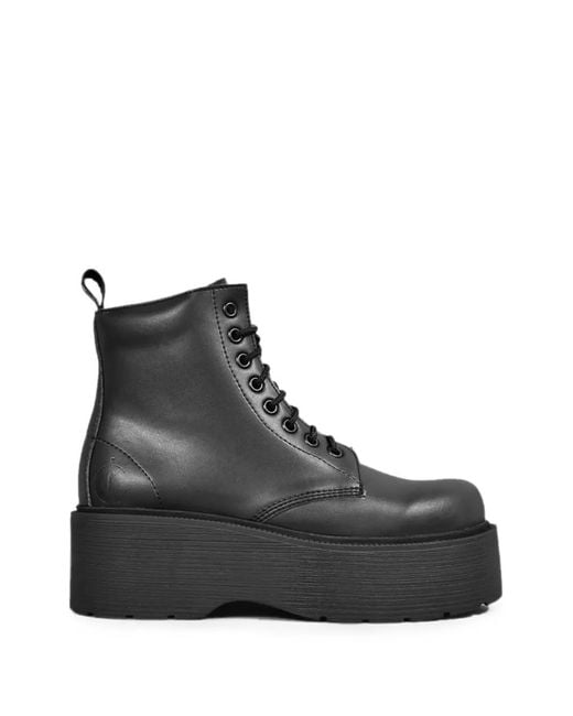 Altercore Black Adara Platform Lace-Up Boots