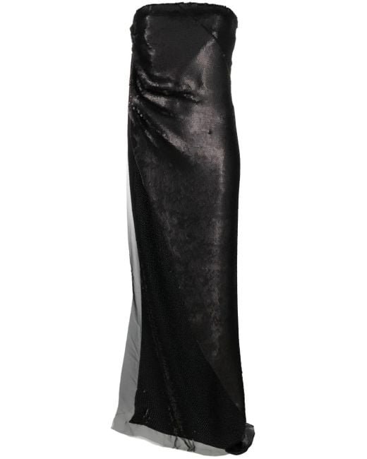 Rick Owens Black Luxor Asymmetric Sequinned Top