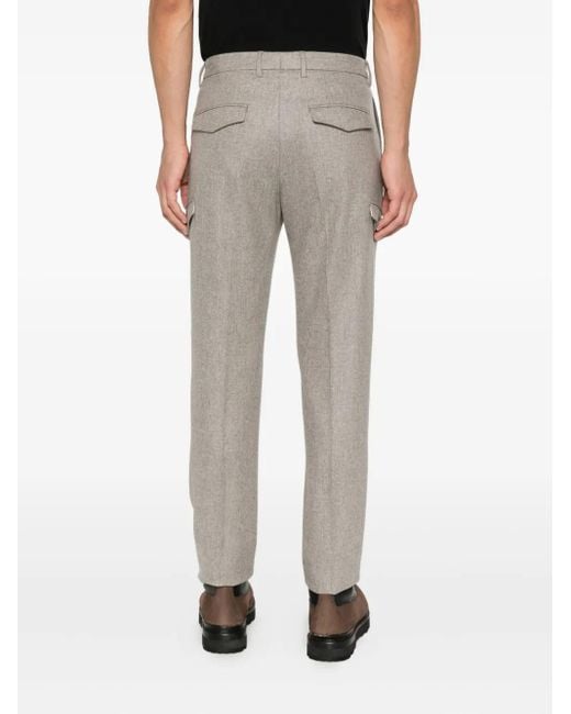 Tagliatore Gray Virgin Wool Pleated Straight-Leg Trousers for men