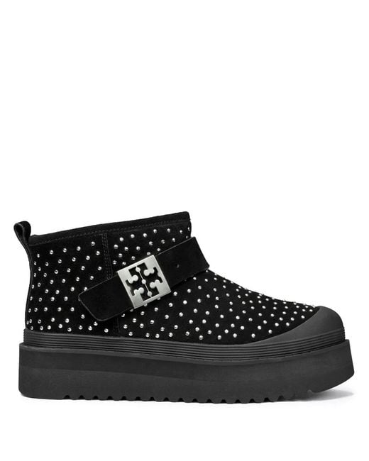Tory Burch Black Mellow Suede Platform Ankle Boots