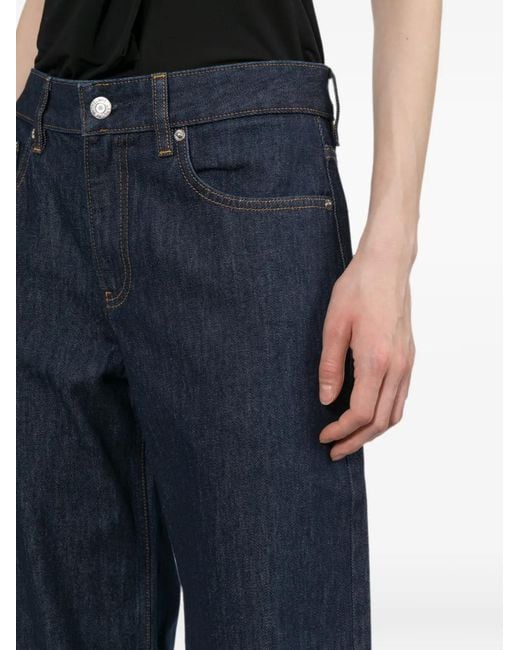 Helmut Lang Blue Jean À Patch Logo Et Détails Dde Couture