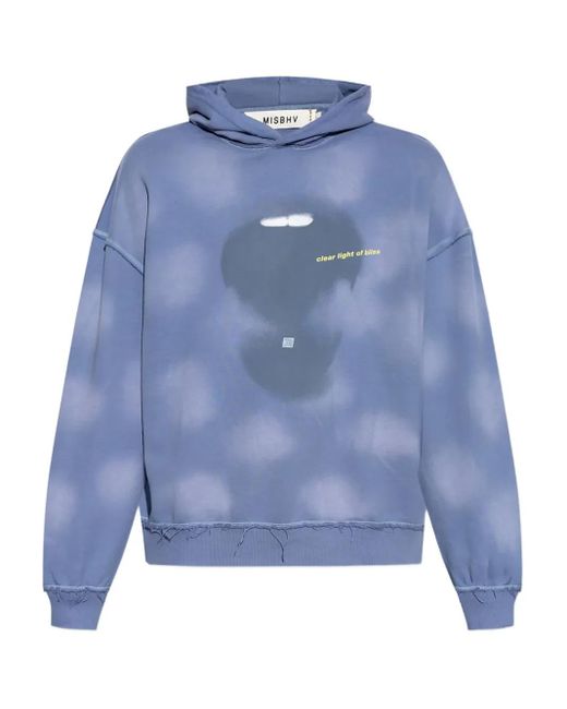 M I S B H V Ausgefranster Hoodie mit Wolken-Print in Blue für Herren