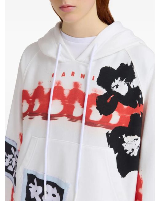 Marni Red Graphic-Print Hoodie