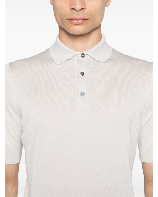 メンズ Dell'Oglio Fine-knit Cotton Polo Shirt White