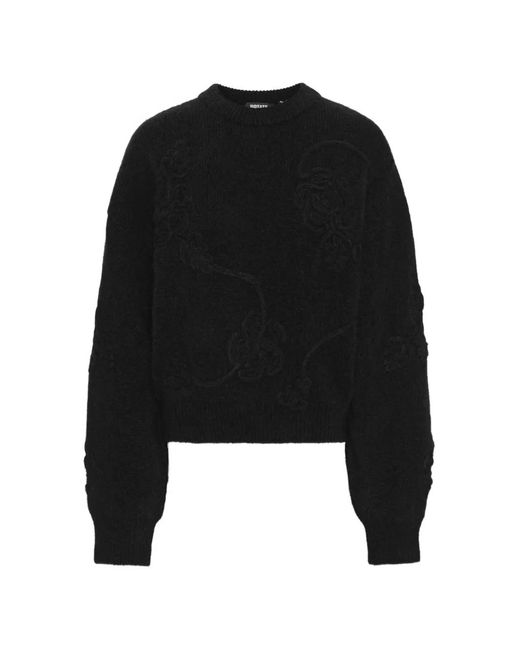 ROTATE BIRGER CHRISTENSEN Black 3D Flower Knit