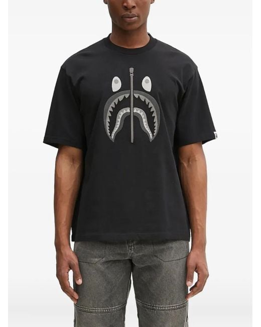 メンズ A Bathing Ape Shark Attack Tシャツ Black