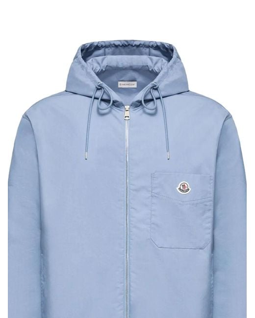 Moncler Blue Logo-Patch Zip-Up Lightweight Jacket for men