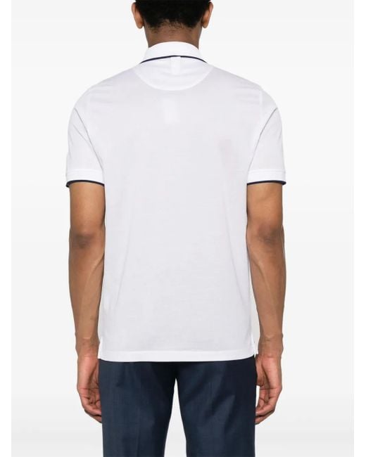 Canali Poloshirt Met Contrasterende Afwerking in het White voor heren