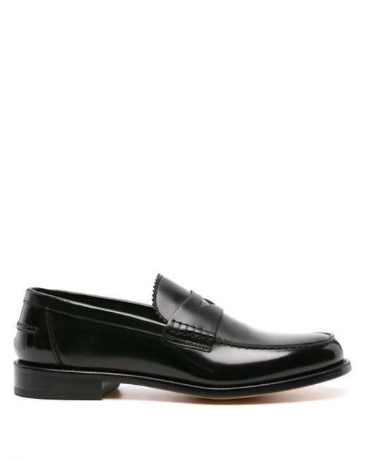 Doucal's Black Penny-slot Patent Leather Loafers for men