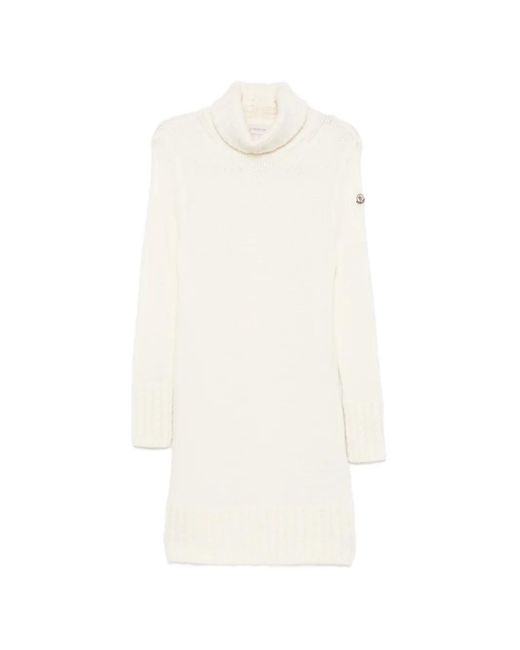 Moncler White Cable-Knit Roll-Neck Sweat