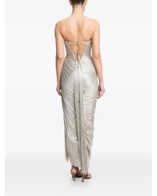 Maria Lucia Hohan White Amisha Cut-Out Pleated Maxi Dress