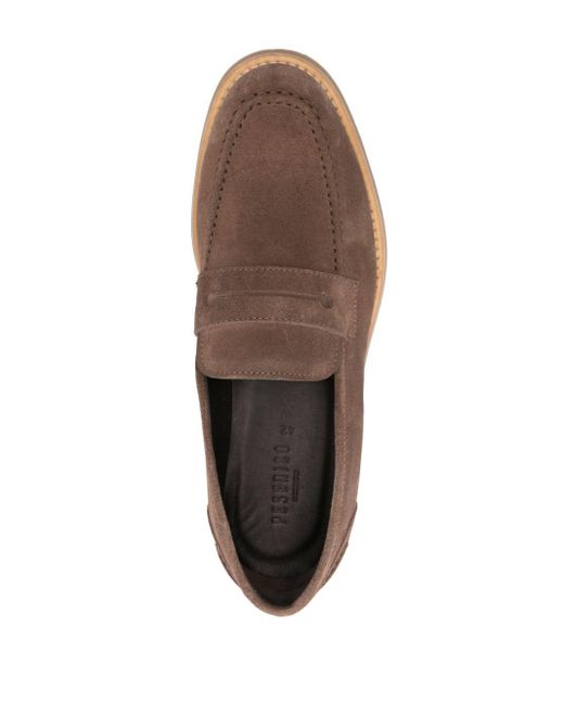 Peserico Brown Penny-slot Suede Loafers for men