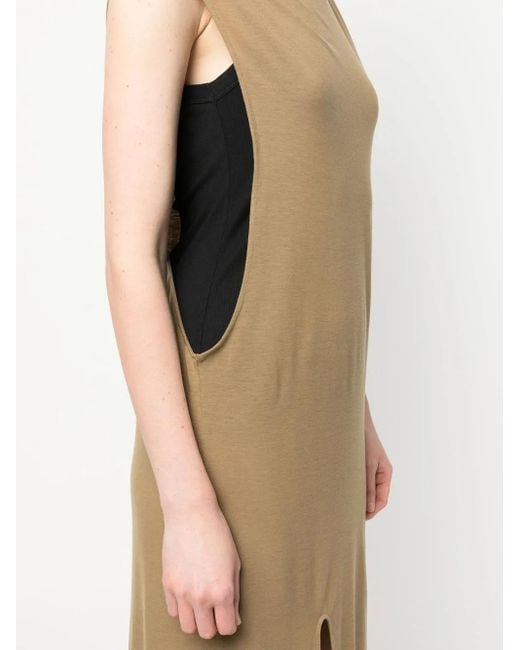Auralee Natural Front-Slit Cut-Out Dress