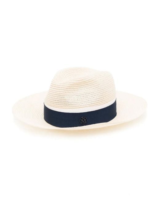 Maison Michel Blue Henrietta Straw Fedora Hat