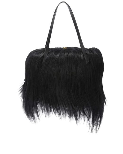 Jil Sander Black Goat Hair Goji Pillow Tote