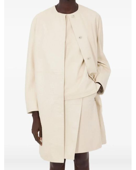 Loulou de Saison White Single-Breasted Collarless Coat