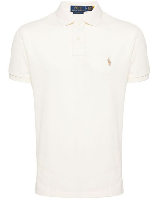 Polo Ralph Lauren White Pony-embroidered Cotton Polo Shirt for men