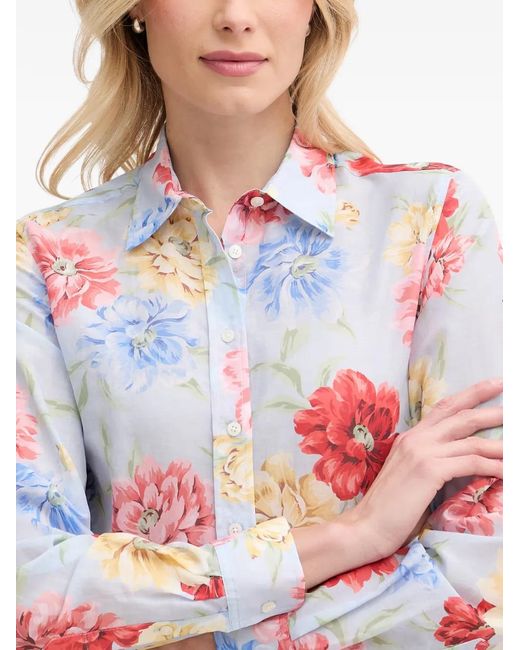 Gant Red Floral-Print Long-Sleeve Shirt