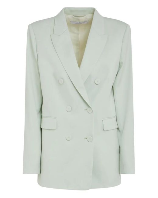 Another Tomorrow Green Double-Breasted Wool Blazer