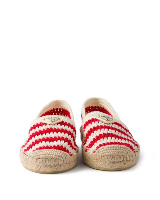 Prada Red Gestreifte Espadrilles