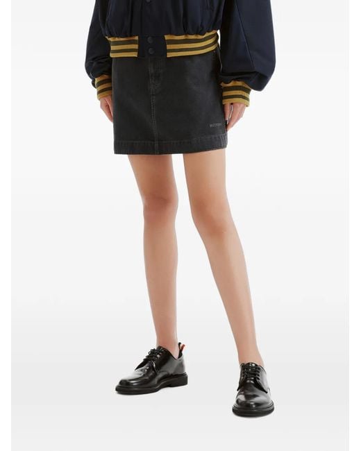 we11done Blue Logo-Patch Mini Skirt
