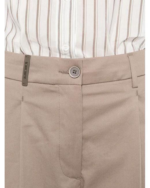 Peserico White Cuffed Pleated Trousers
