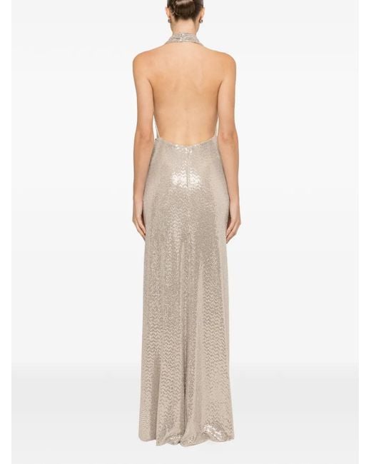 Vestido largo con lentejuelas Nissa de color Natural
