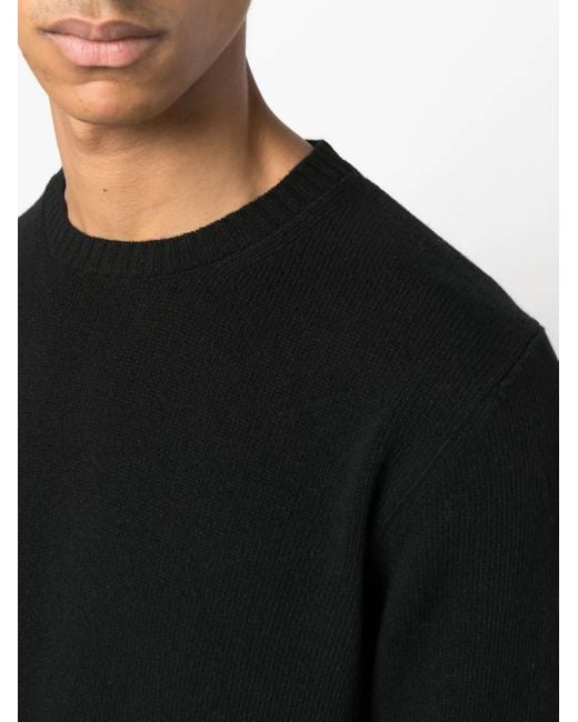 Roberto Collina Black Crew-Neck Merino-Cashmere Jumper for men
