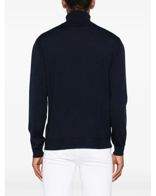 Valentino Garavani Black Logo-Embroidery Turtleneck Wool Sweater for men