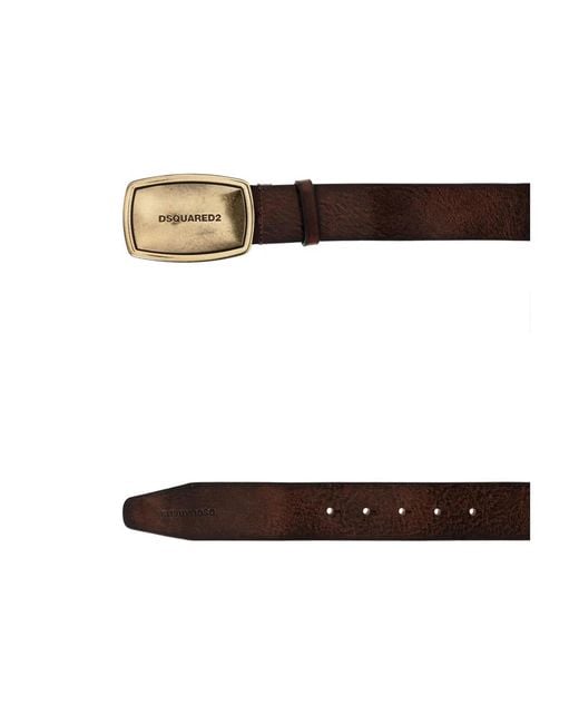 DSquared² Natural Logo-Plaque Buckle Belt for men
