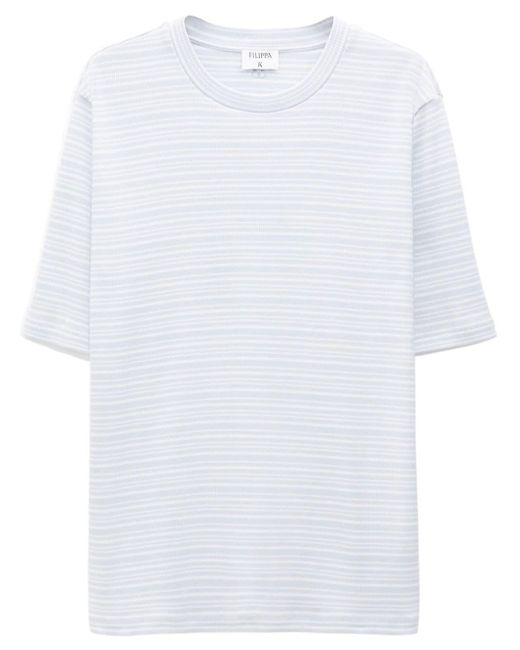 Filippa K White Striped Organic Cotton T-shirt for men