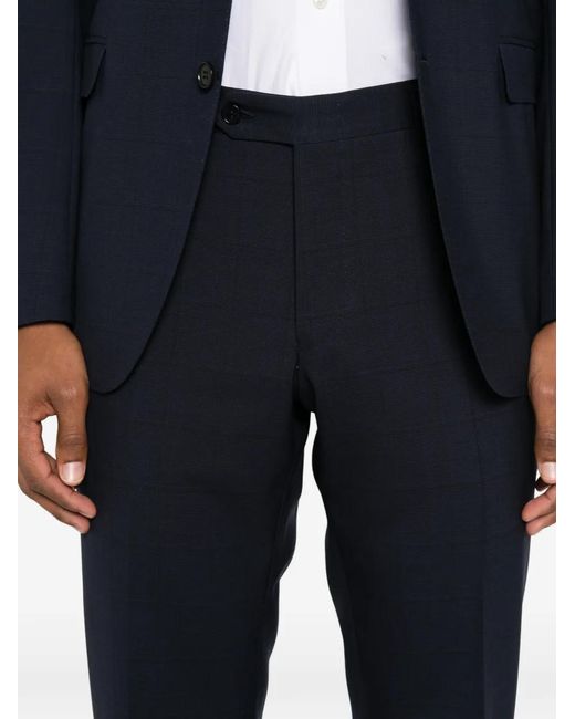 Canali Blue Costume En Laine À Carreaux for men