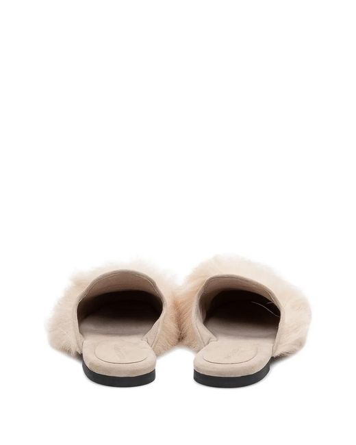 Dolce & Gabbana White Round-Toe Texture Mules