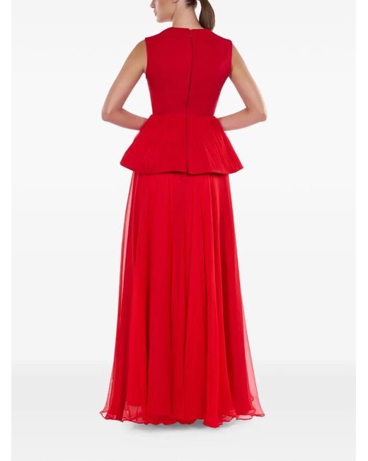 ARAFTU Red Pleated Peplum Dress