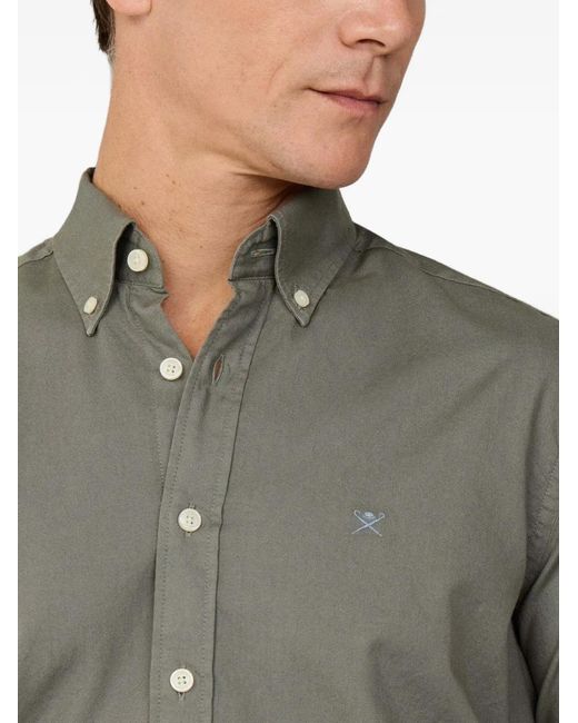 Hackett Gray Garment-Dyed Oxford Shirt for men