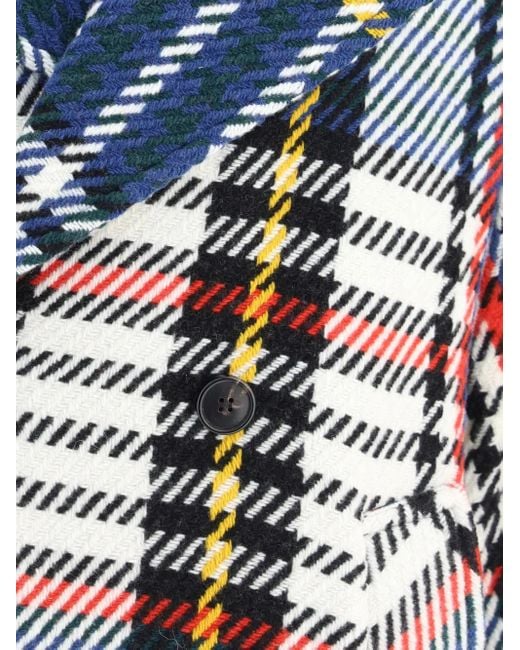 Sara Roka Blue Checked Double-Breasted Coat