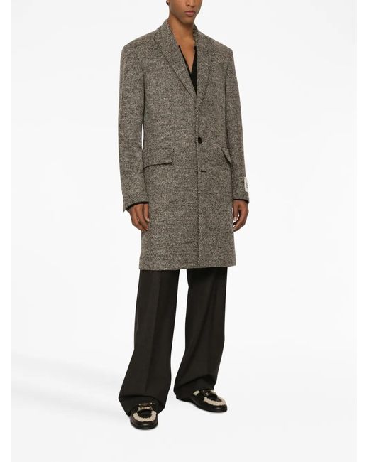 Dolce & Gabbana Gray Single-Breasted Melange Coat for men