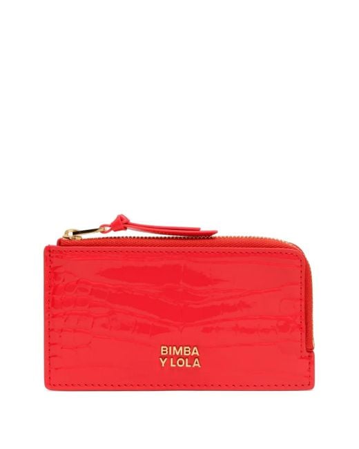 Bimba Y Lola Red Crocodile-Effect Zip-Around Wallet